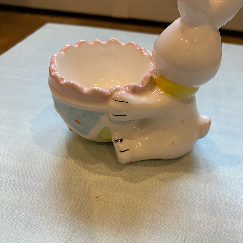 Colorful Bunny Figurine Set with Egg Holder - Picture 5 of 10